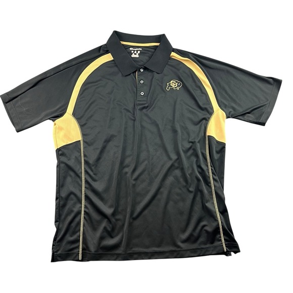 Colorado University CU Polo Shirt Champion Elite Performance Gold/Black Mens 2XL - Picture 1 of 10